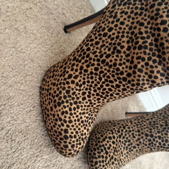 Ann Taylor wedge boots zip back leopard work once 7.5 - Picture 6 of 6